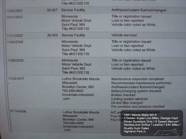 1991 White Mazda MX-5 Miata