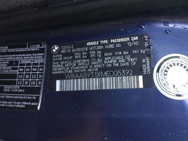 1991 Blue BMW 3-Series Coupe