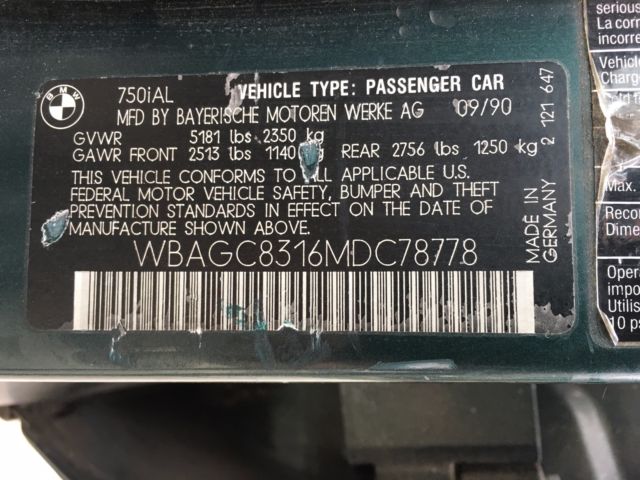 1991 Green BMW 7-Series Sedan