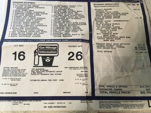 1991 Tan Cadillac Eldorado