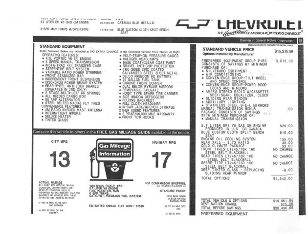 1991 Catalina Blue Metallic Chevrolet C/K Pickup 1500 Extended Cab Pickup