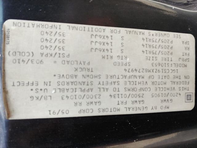 1991 Black Chevrolet S-10 Extended Cab Pickup