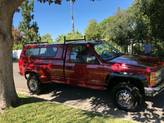 1991 maroon red Chevrolet Silverado 3500 singel cab picup