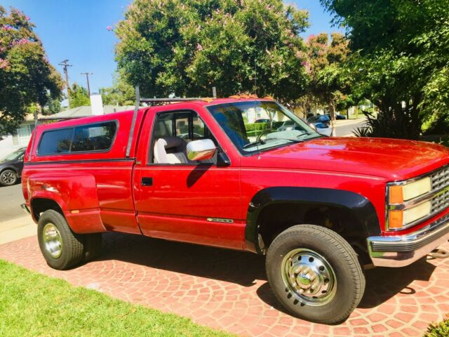 1991 maroon red Chevrolet Silverado 3500 singel cab picup