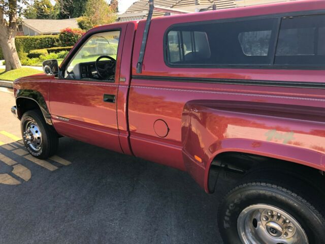 1991 maroon red Chevrolet Silverado 3500 singel cab picup