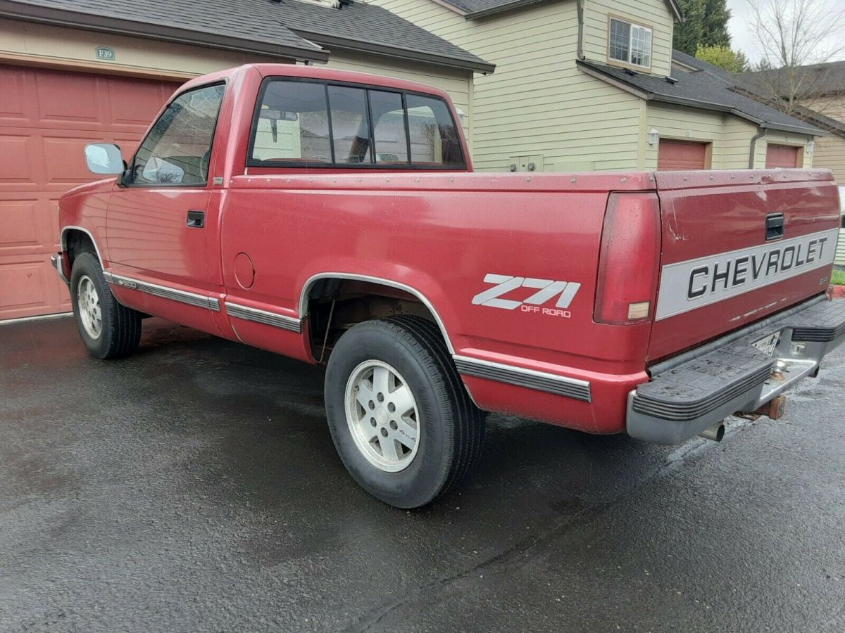 1991 Burgundy Chevrolet Silverado 1500 Standard Cab Pickup