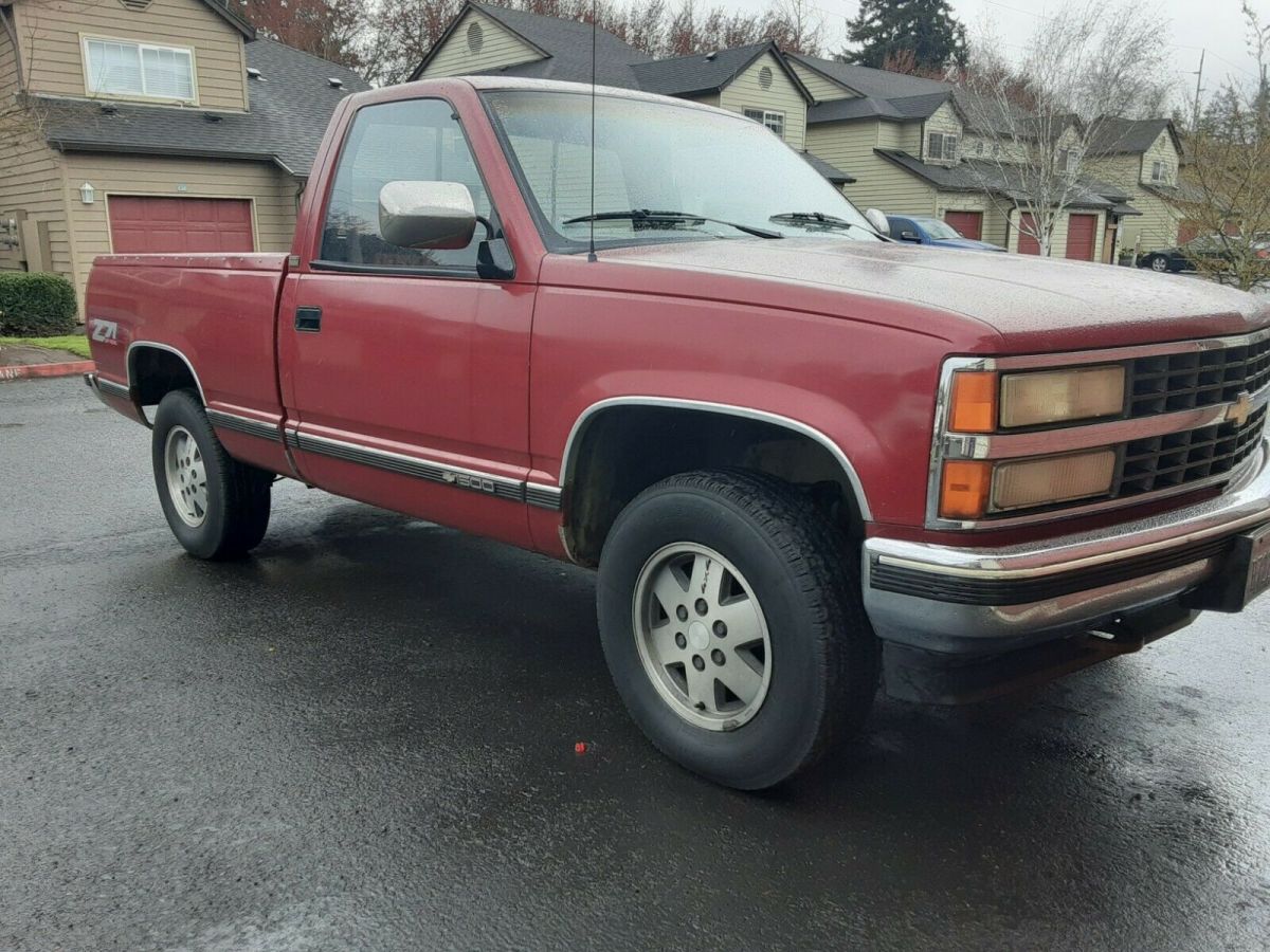1991 Burgundy Chevrolet Silverado 1500 Standard Cab Pickup