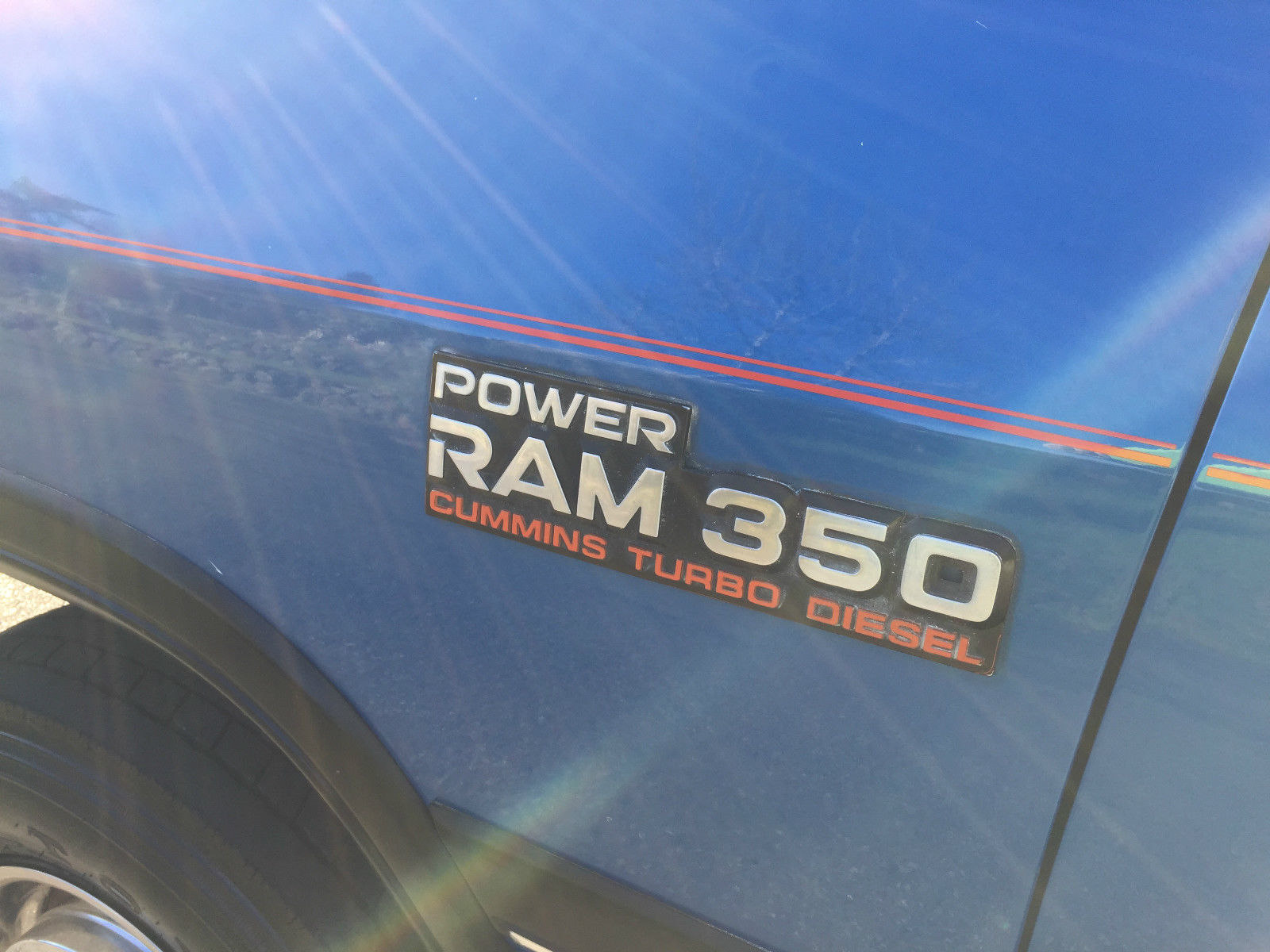 1991 Blue Dodge Ram 3500 Standard Cab Pickup