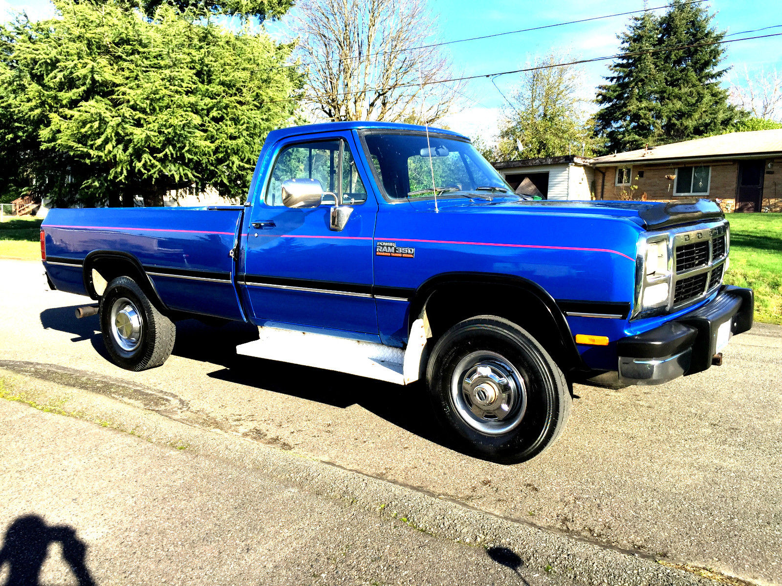 1991 Blue Dodge Ram 3500 Standard Cab Pickup