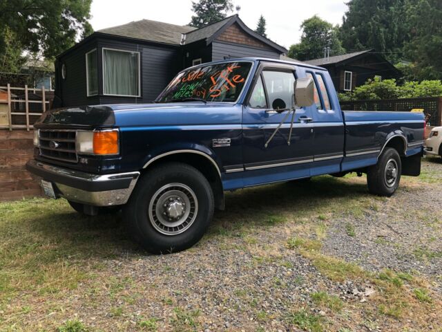 1991 Blue Ford F-250 Extended Cab Pickup