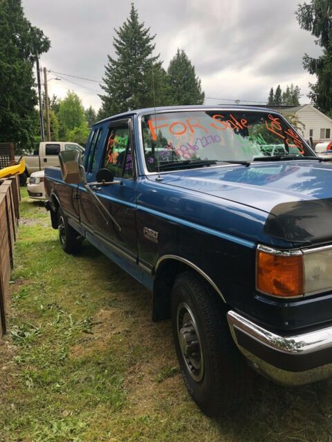 1991 Blue Ford F-250 Extended Cab Pickup