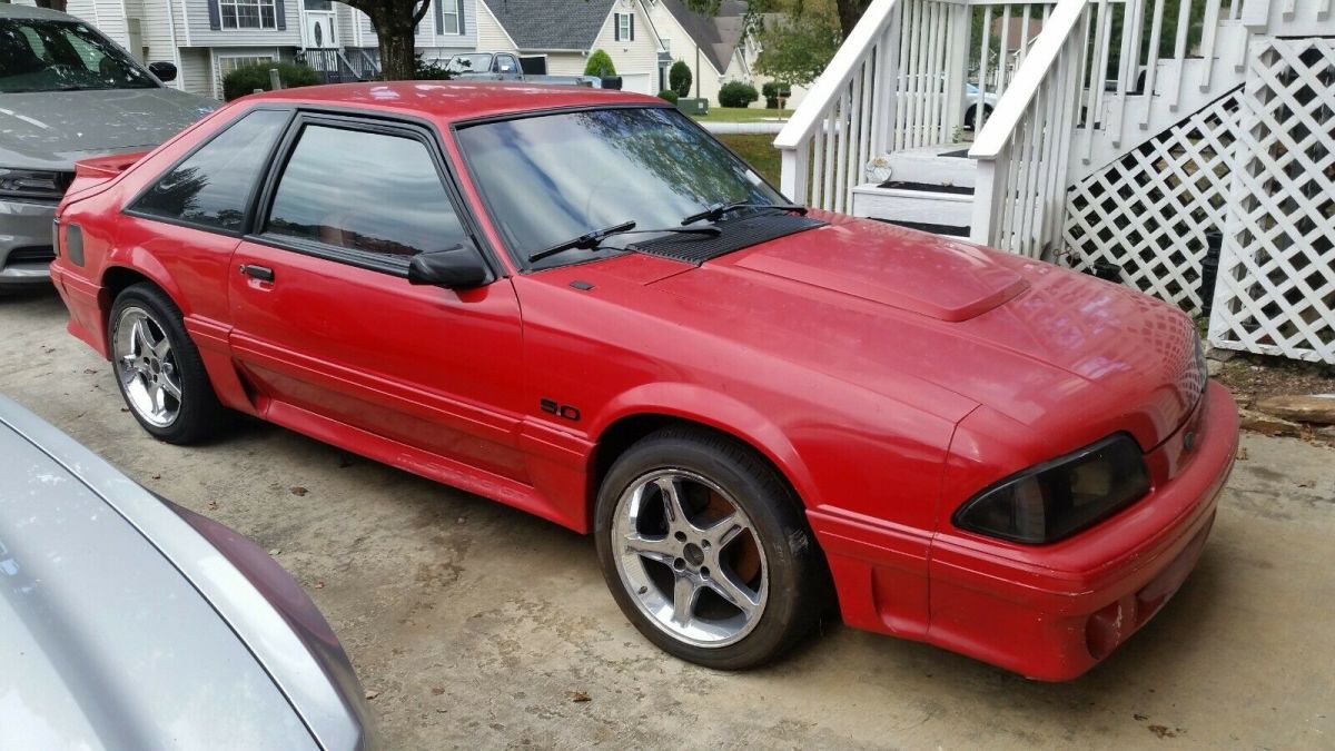 1991 Red Ford Mustang Hatchback