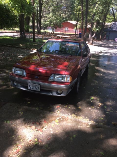 1991 Red silver Ford Mustang Hatchback
