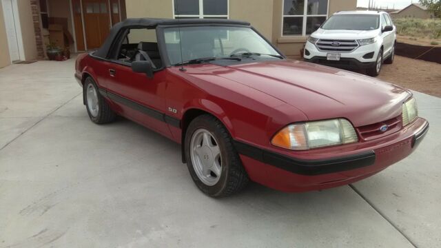 1991 Burgundy Ford Mustang Convertible