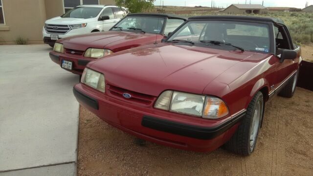 1991 Burgundy Ford Mustang Convertible