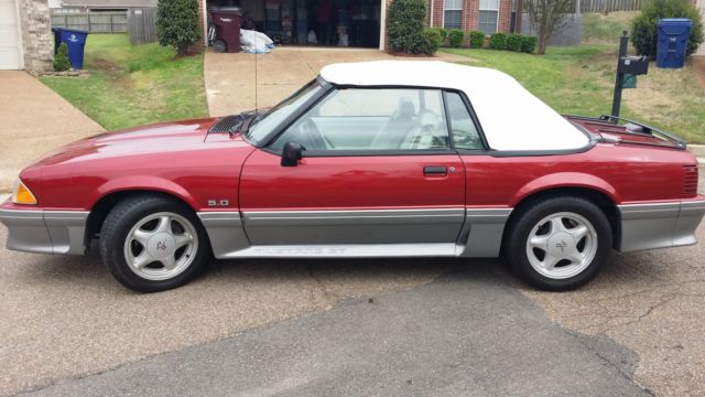 1991 Maroon Ford Mustang Convertible