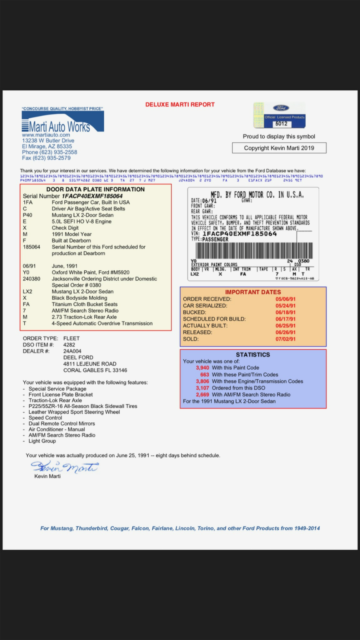 1991 White Ford Mustang Coupe