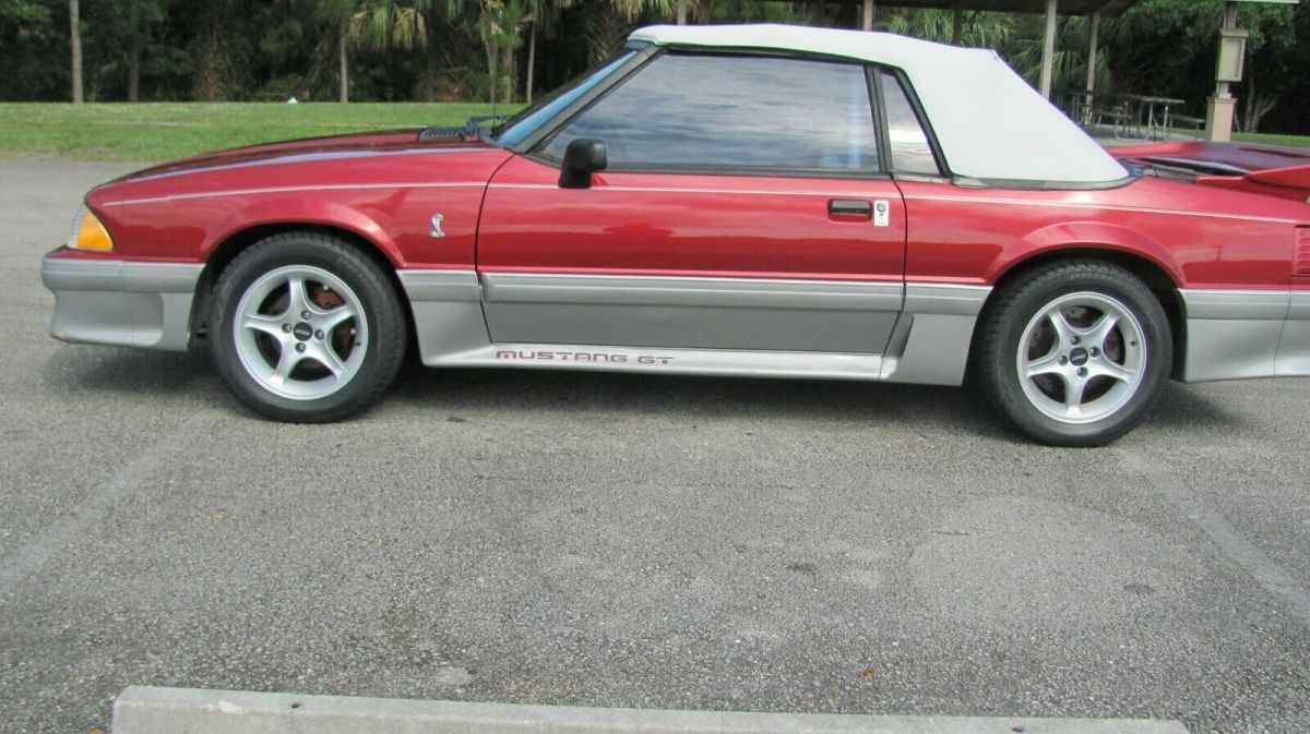 1991 Burgundy/ silver Ford Mustang Convertible