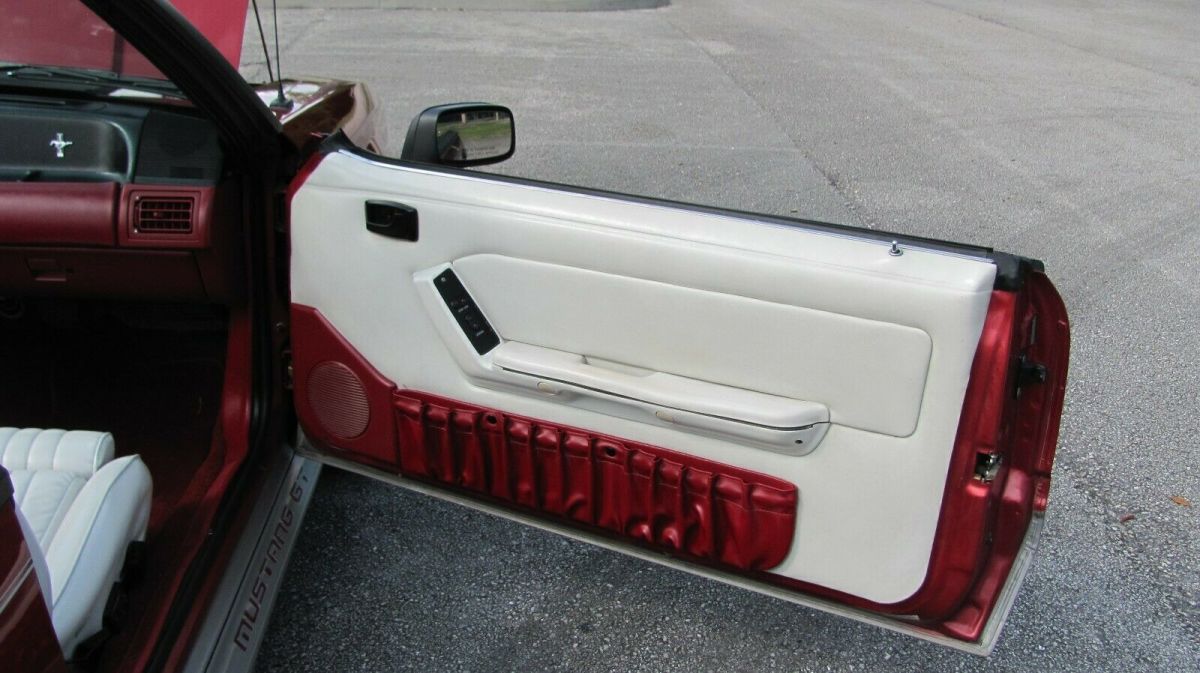 1991 Burgundy/ silver Ford Mustang Convertible