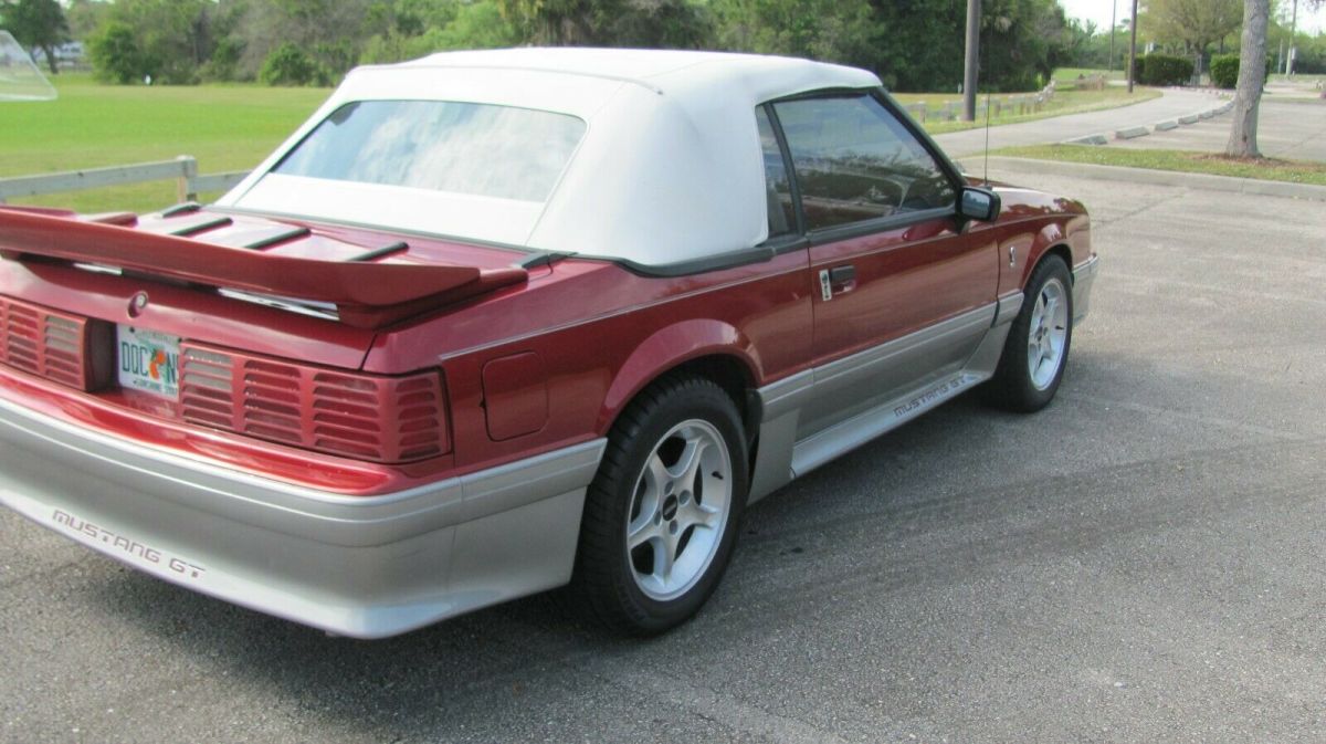 1991 Burgundy/ silver Ford Mustang Convertible
