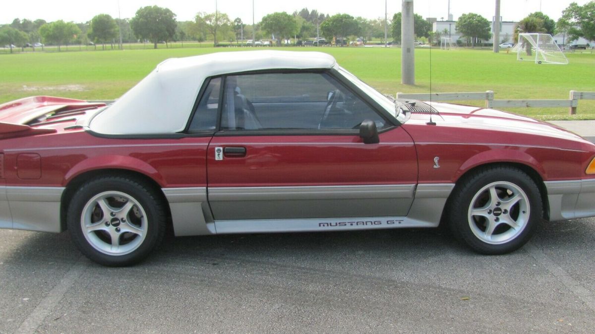 1991 Burgundy/ silver Ford Mustang Convertible