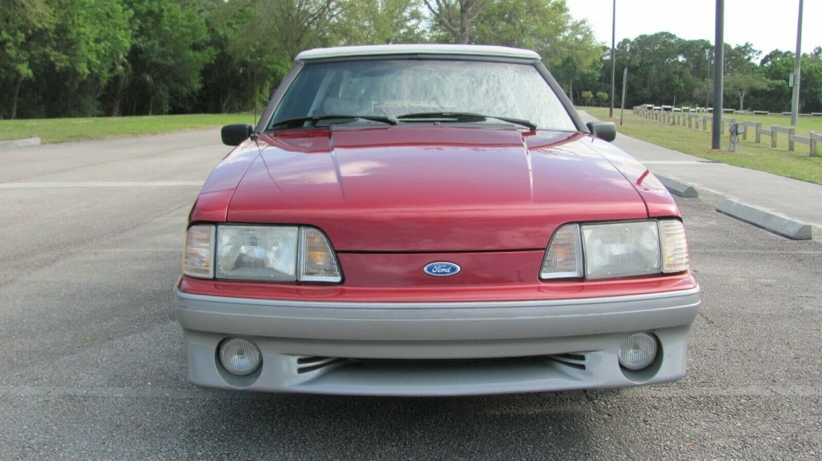 1991 Burgundy/ silver Ford Mustang Convertible