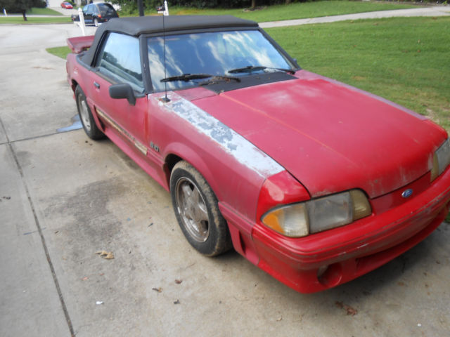 1991 Red Ford Mustang Convertible