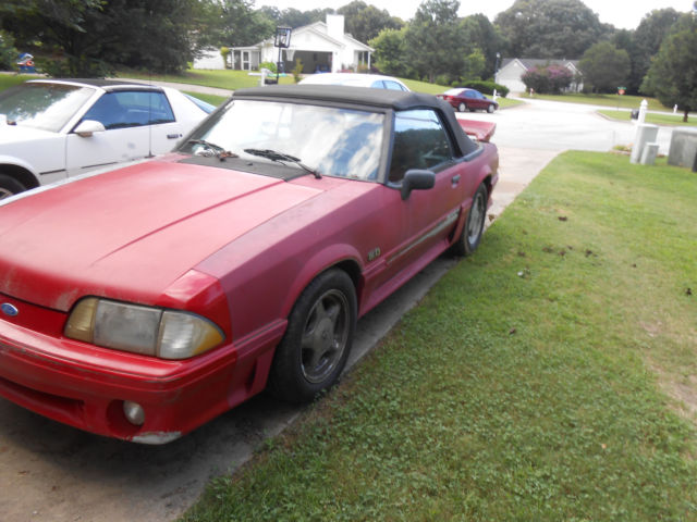 1991 Red Ford Mustang Convertible