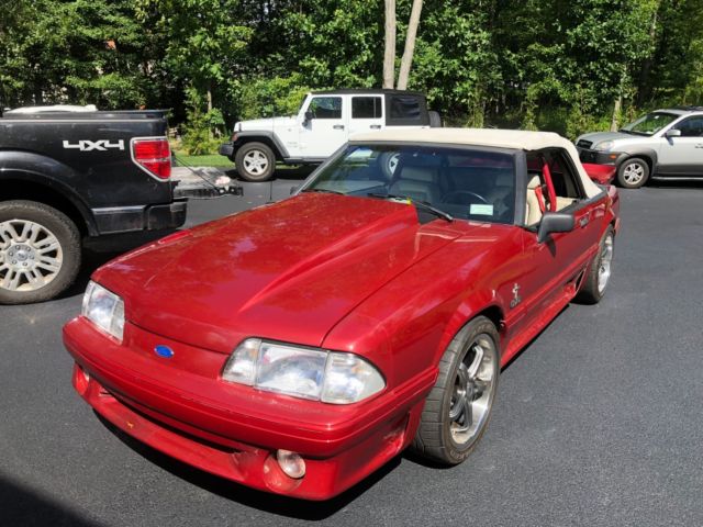 1991 Burgundy Ford Mustang Convertible