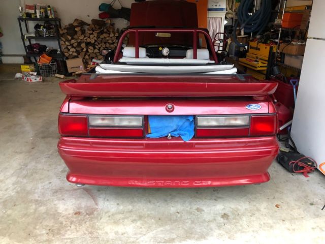 1991 Burgundy Ford Mustang Convertible