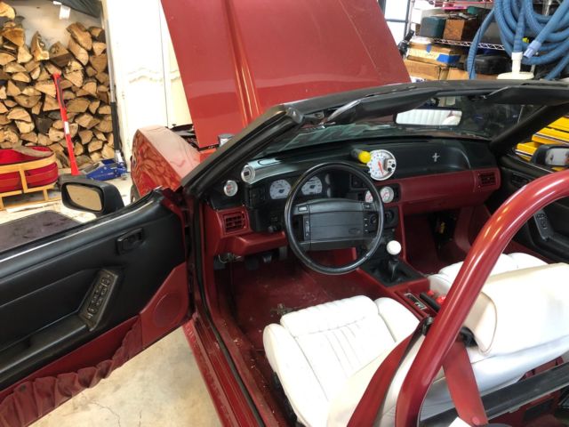 1991 Burgundy Ford Mustang Convertible