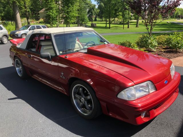 1991 Burgundy Ford Mustang Convertible