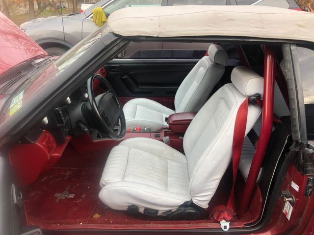 1991 Burgundy Ford Mustang Convertible
