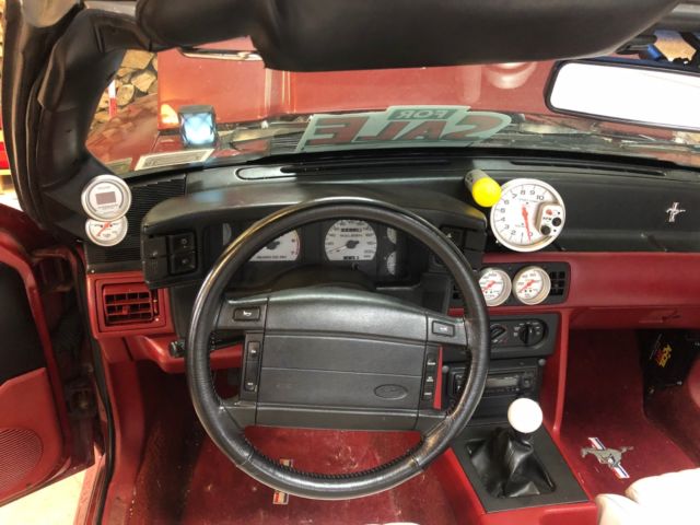 1991 Burgundy Ford Mustang Convertible