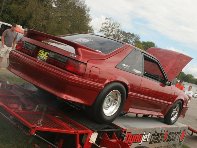 1991 Custom Wild Strawberry with Candy Orange Flames Ford Mustang Hatchback