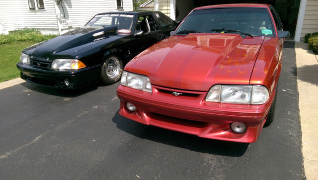 1991 Custom Wild Strawberry with Candy Orange Flames Ford Mustang Hatchback