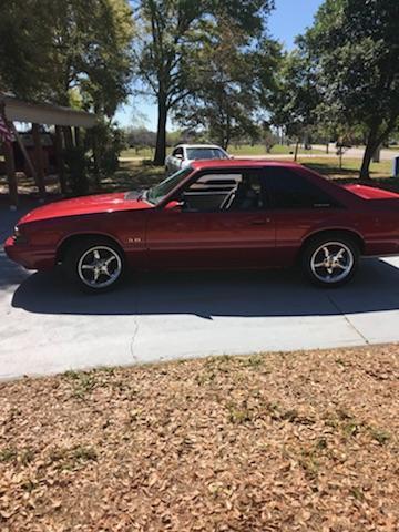 1991 Burgundy Ford Mustang Hatchback