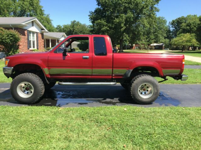 1991 Red Toyota Pickup Extended Cab Pickup