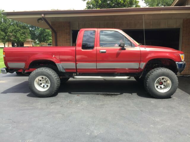 1991 Red Toyota Pickup Extended Cab Pickup