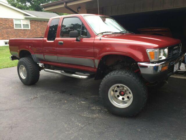 1991 Red Toyota Pickup Extended Cab Pickup