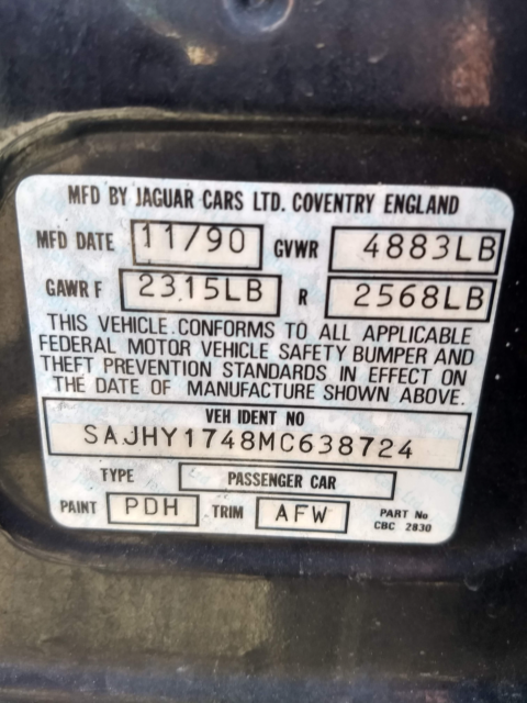 1991 Black Jaguar XJ6 Sedan