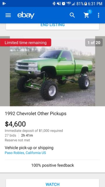 1992 Black Chevrolet C/K Pickup 1500 Standard Cab Pickup