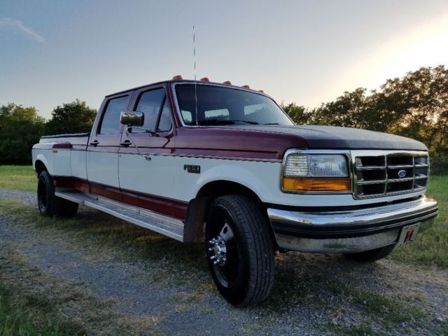 1992 Burgandy/White Ford F-350 Crew Cab Pickup