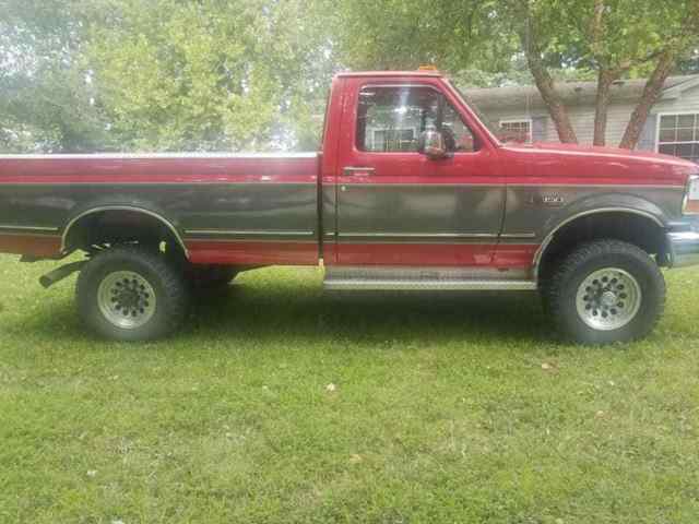 1992 Red/Gray Ford F-350 Standard Cab Pickup