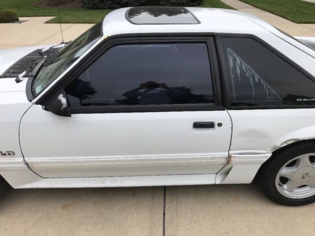 1992 White Ford Mustang Hatchback