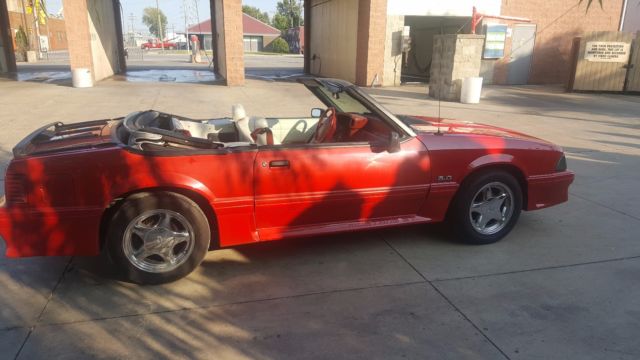 1992 Red Ford Mustang Convertible