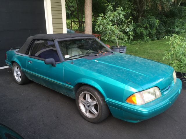 1992 Teal Ford Mustang Convertible