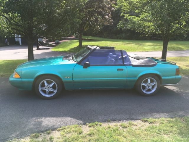 1992 Teal Ford Mustang Convertible