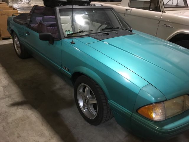 1992 Teal Ford Mustang Convertible