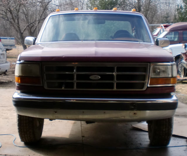 1992 Burgundy Ford F-250 Extended Cab Pickup